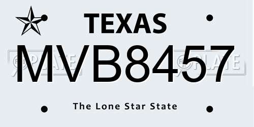 MVB8457 Texas License Plate