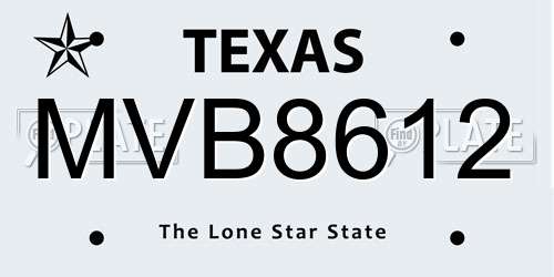MVB8612 Texas License Plate
