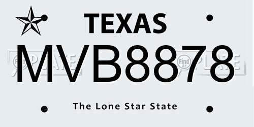 MVB8878 Texas License Plate