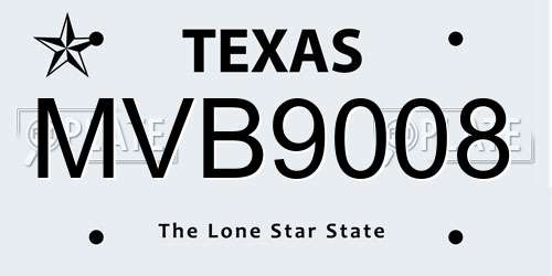 MVB9008 Texas License Plate