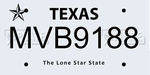 MVB9188 Texas License Plate