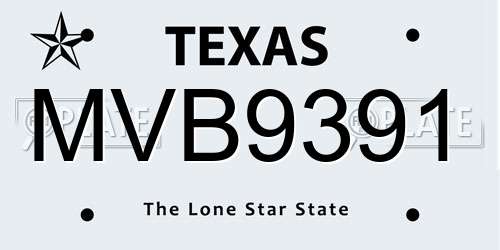 MVB9391 Texas License Plate