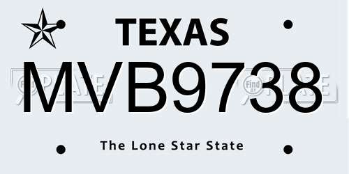 MVB9738 Texas License Plate