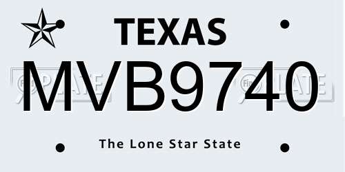 MVB9740 Texas License Plate
