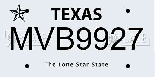 MVB9927 Texas License Plate