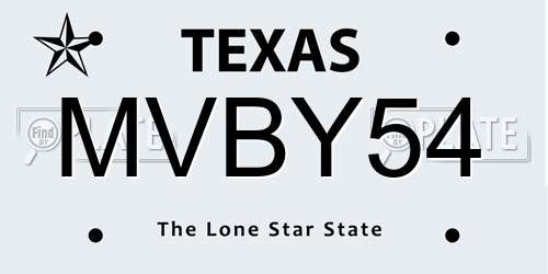 MVBY54 Texas License Plate