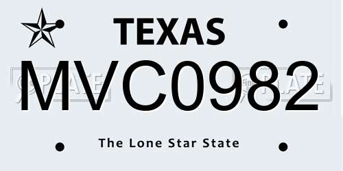 MVC0982 Texas License Plate