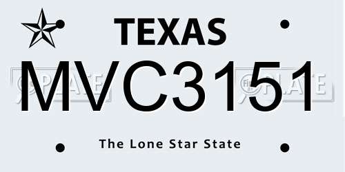 MVC3151 Texas License Plate