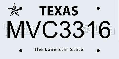 MVC3316 Texas License Plate