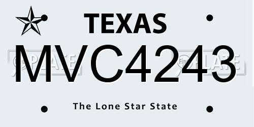 MVC4243 Texas License Plate