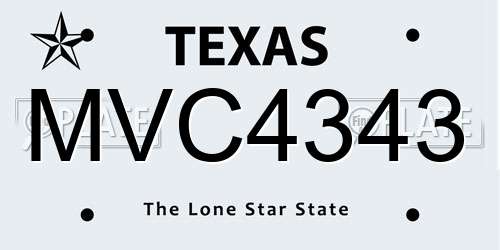 MVC4343 Texas License Plate