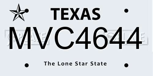 MVC4644 Texas License Plate