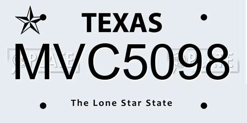 MVC5098 Texas License Plate