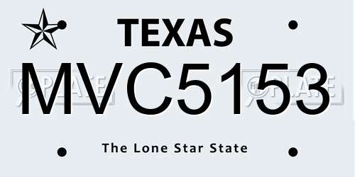 MVC5153 Texas License Plate