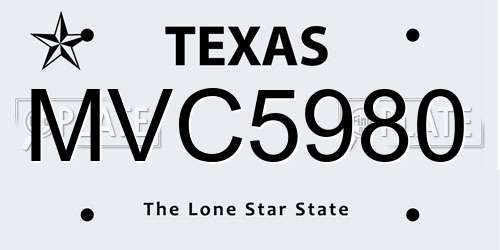 MVC5980 Texas License Plate