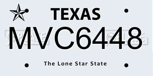 MVC6448 Texas License Plate
