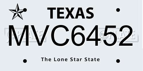 MVC6452 Texas License Plate