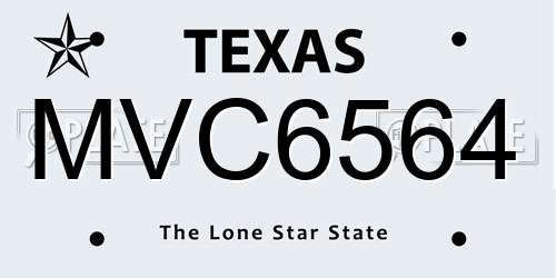 MVC6564 Texas License Plate