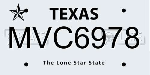 MVC6978 Texas License Plate
