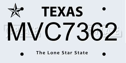 MVC7362 Texas License Plate
