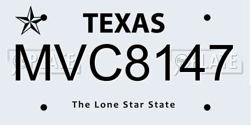MVC8147 Texas License Plate