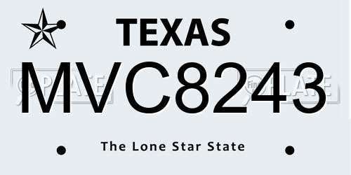 MVC8243 Texas License Plate