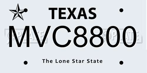 MVC8800 Texas License Plate