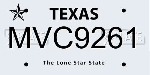 MVC9261 Texas License Plate