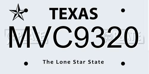 MVC9320 Texas License Plate