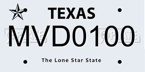 MVD0100 Texas License Plate
