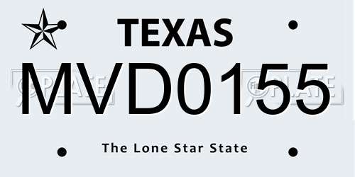 MVD0155 Texas License Plate