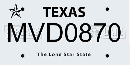 MVD0870 Texas License Plate