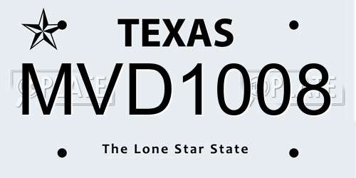 MVD1008 Texas License Plate