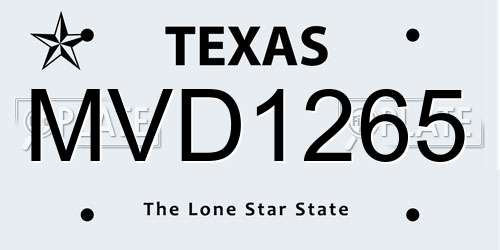 MVD1265 Texas License Plate