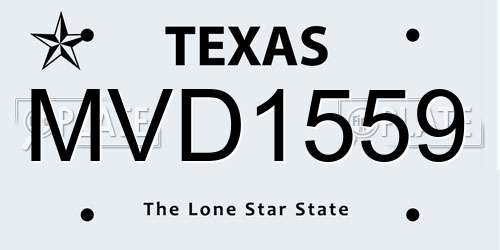MVD1559 Texas License Plate