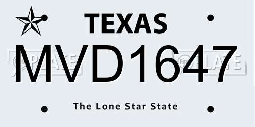 MVD1647 Texas License Plate