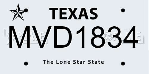 MVD1834 Texas License Plate