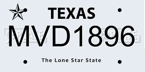 MVD1896 Texas License Plate