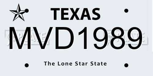 MVD1989 Texas License Plate