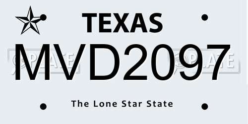 MVD2097 Texas License Plate