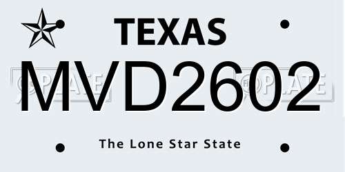 MVD2602 Texas License Plate