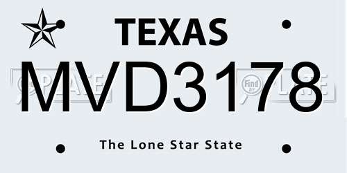 MVD3178 Texas License Plate