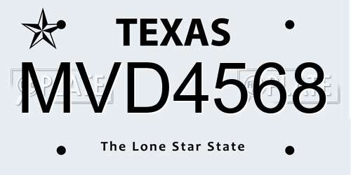 MVD4568 Texas License Plate
