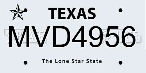 MVD4956 Texas License Plate