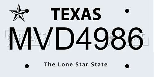 MVD4986 Texas License Plate