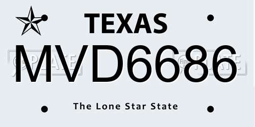MVD6686 Texas License Plate