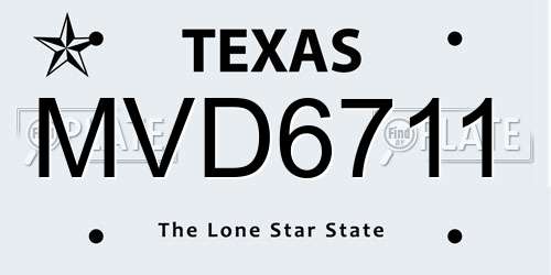 MVD6711 Texas License Plate