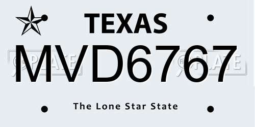 MVD6767 Texas License Plate