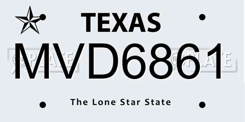 MVD6861 Texas License Plate