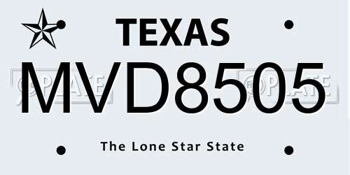 MVD8505 Texas License Plate